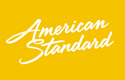 American Standard logo on yellow background, representing trusted plumbing brand used by plumbers for reliable plumbing services in Miami-Dade County, FL