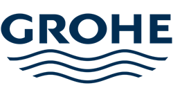Grohe logo, a trusted plumbing brand used by Miami-Dade County Plumbers for reliable fixtures and parts.