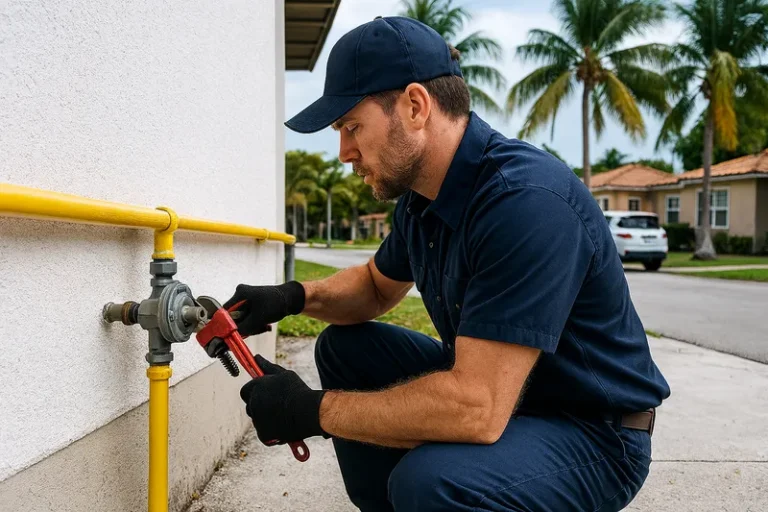 plumber on a gas line installation service